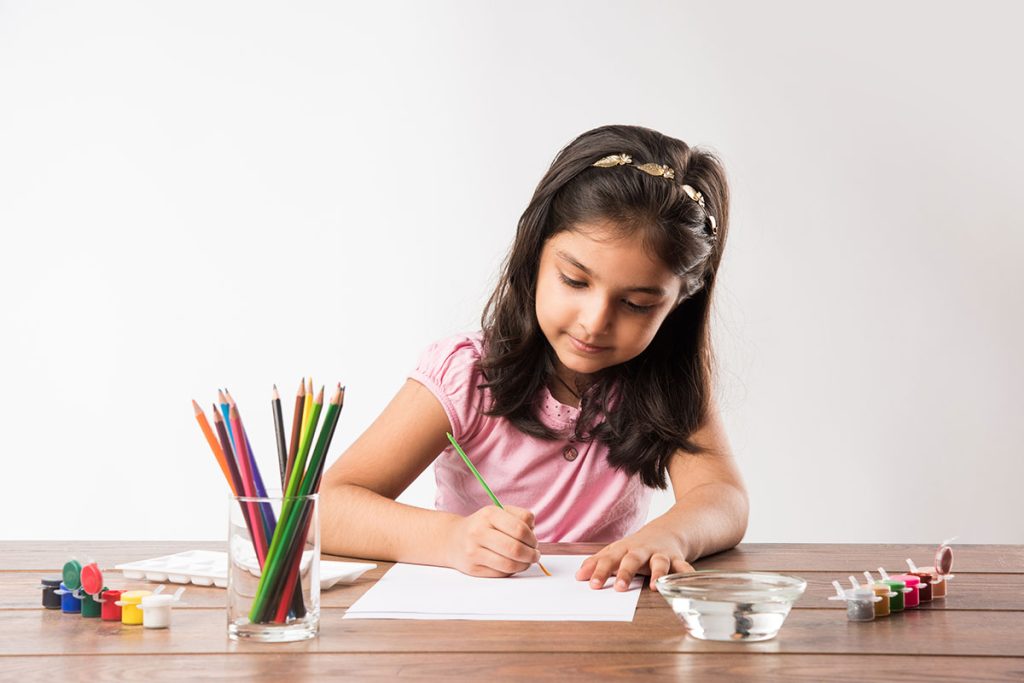 Girl concentrating while studying