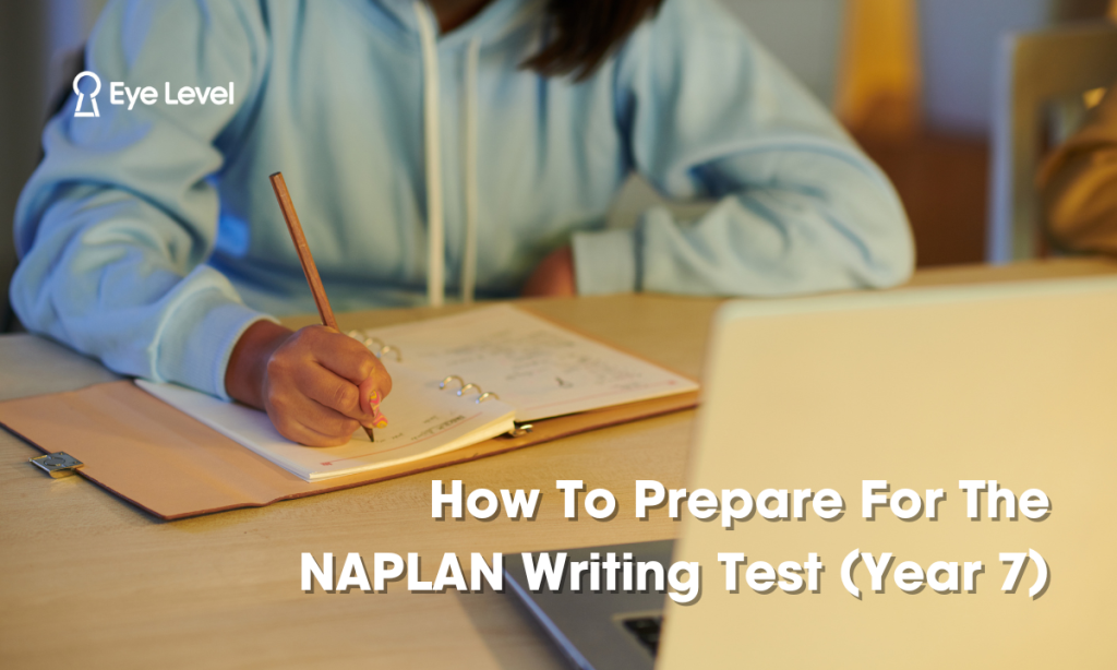 Young student writing an essay for NAPLAN Yr7 writing test